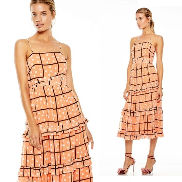 Orange Polka Dot Midi Fall/Summer Dress - Picture 6 of 7